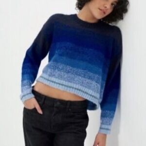 American Eagle blue navy ombre sweater‎ boho Y2K grunge 90's small cottagecore